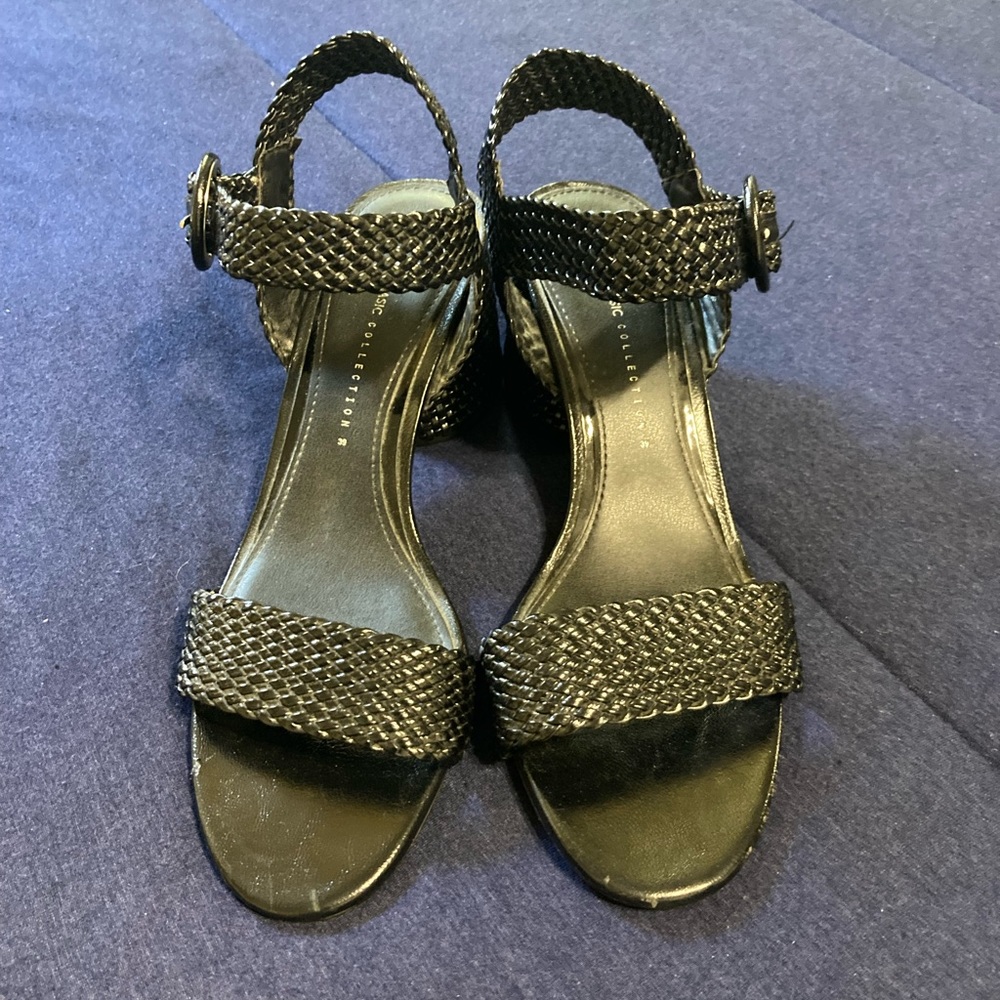 Zara Basic Collection Black Woven Platform Sandals - image 4